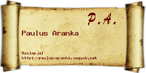 Paulus Aranka névjegykártya